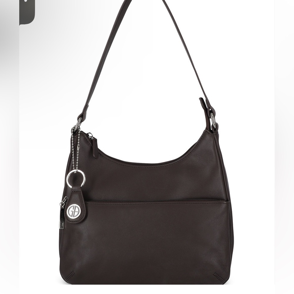 Giani Bernini Nappa Leather Round Hobo Bag Silhouette Black shoulder medium size